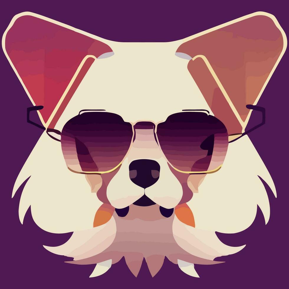 illustration Vector graphic of cute golden retriever dog wearing sunglasses isolated good for icon, mascot, print, design element or customize your design