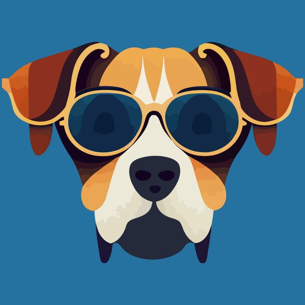 gráfico vectorial de ilustración de un perro beagle colorido con gafas de sol aislado bueno para icono, mascota, impresión, elemento de diseño o personalizar su diseño vector