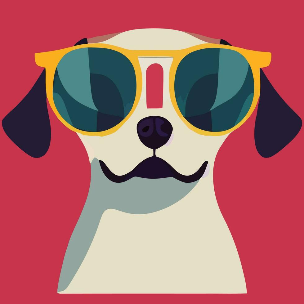 illustration Vector graphic of colorful beagle dog wearing sunglasses isolated good for icon, mascot, print, design element or customize your design