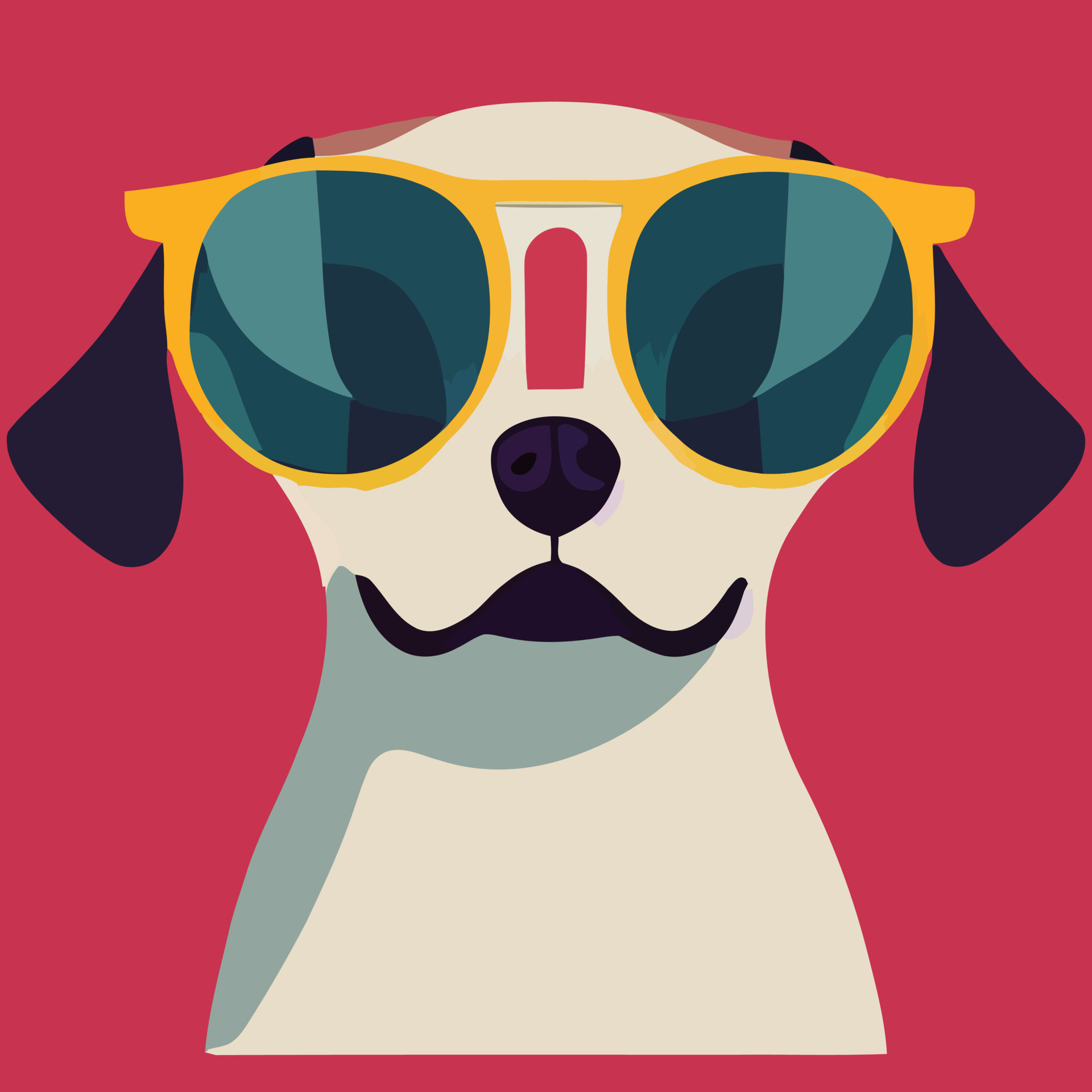 illustration Vector graphic of colorful beagle dog wearing sunglasses ...