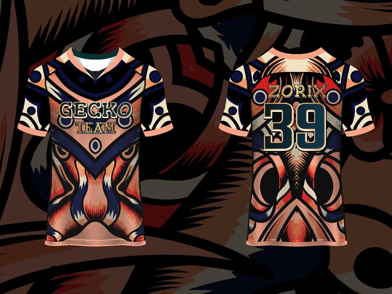 plantilla de diseño de camiseta de manga raglán abstracta para uniformes de equipo prendas de juego vector