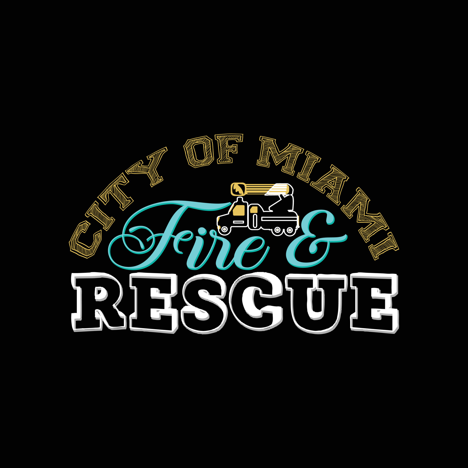 City Of Miami Fire rescue vector t-shirt template. Vector graphics