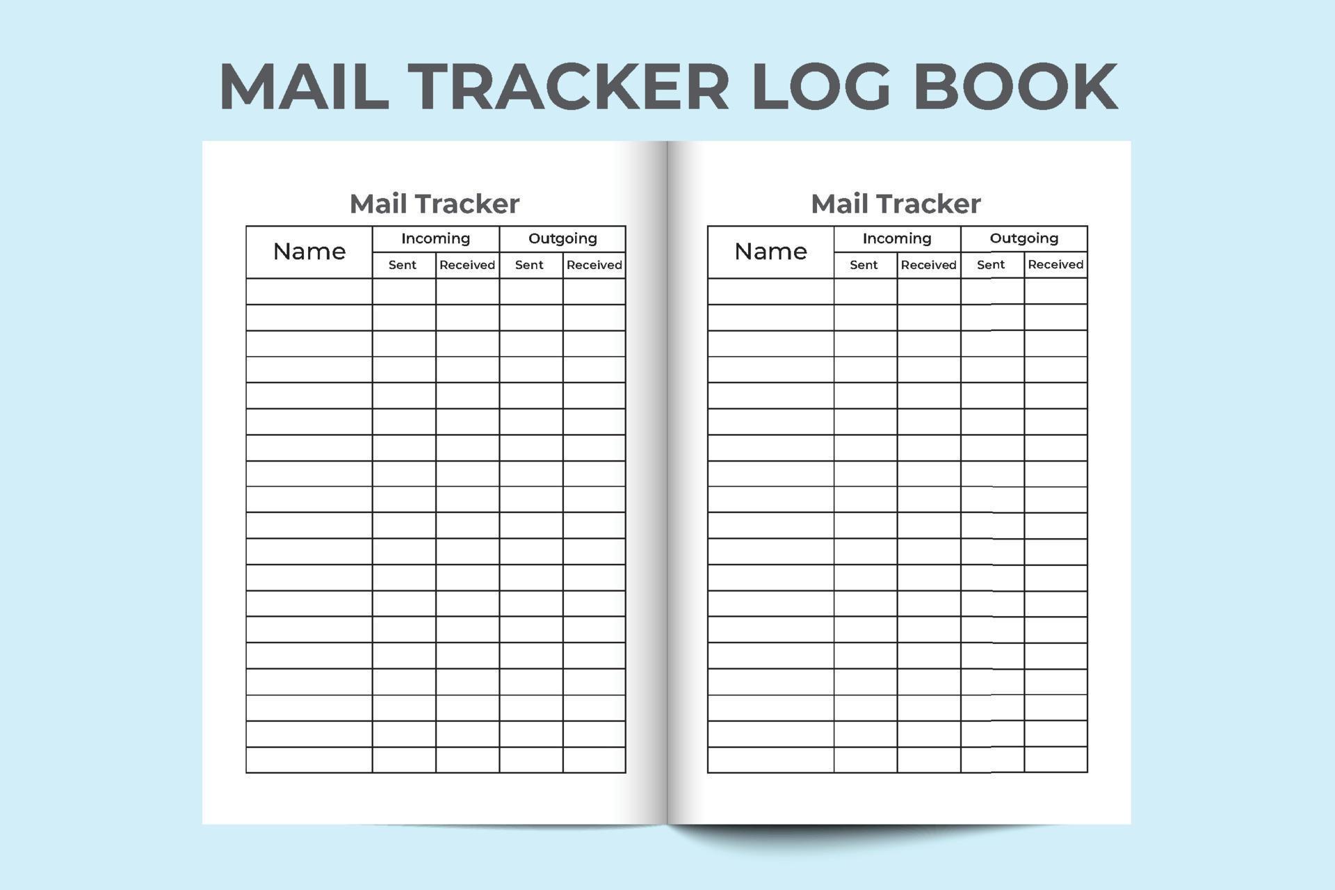 Mail tracker log book interior Mail incoming and outgoing tracker