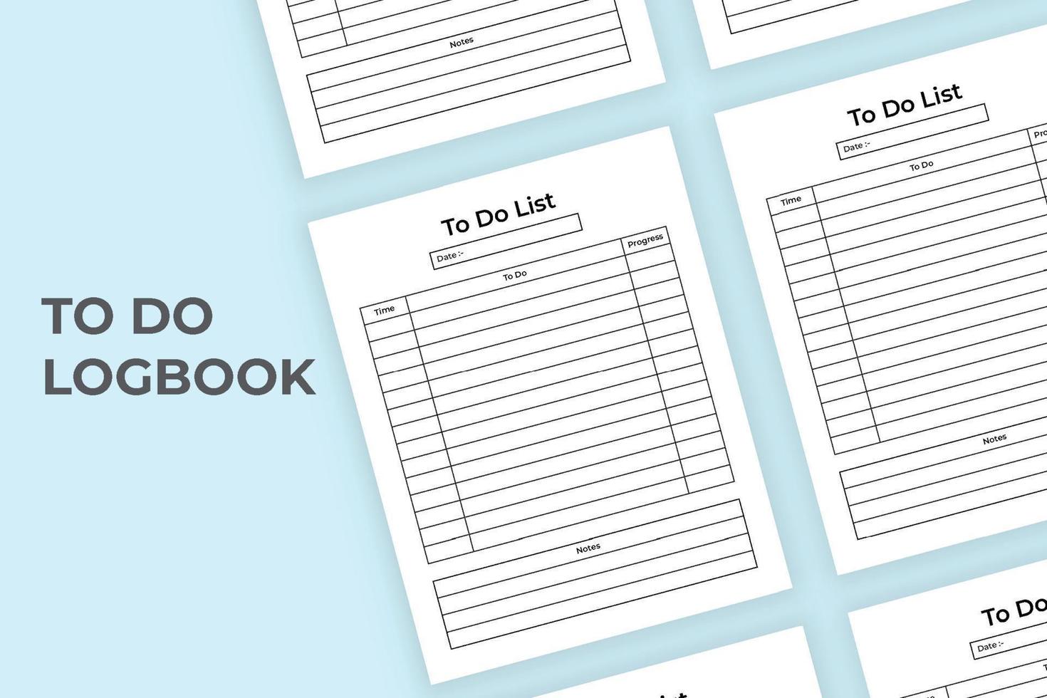 To-do list interior. To-do list notebook and Task tracker. Work list log book interior. To do task journal. Daily work planner. Time management notebook. Log book interior. vector