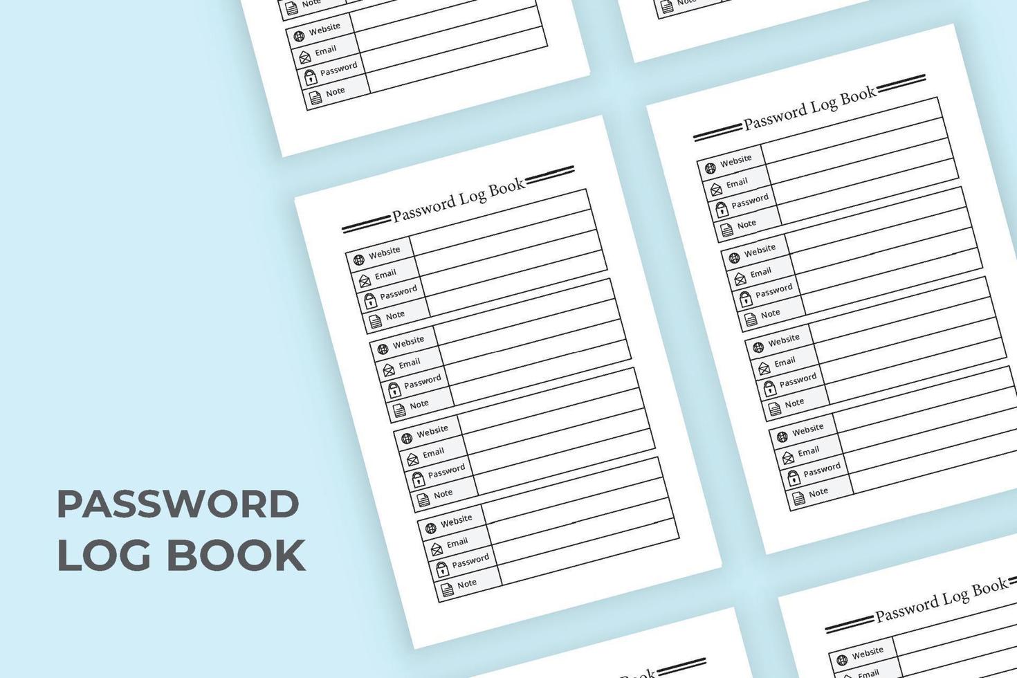 Password tracker log book interior. Password tracker notebook template. Website information tracker journal. Password notebook interior. Logbook interior. vector