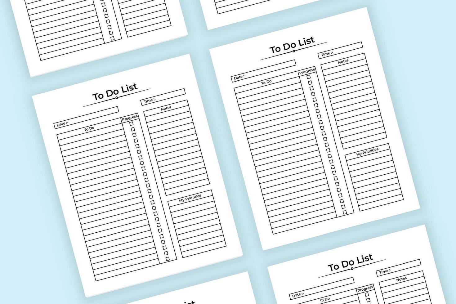 To-do list journal interior. Time management journal. Work list notebook interior. To-do list log book and Task tracker. Task planner notebook. Daily checklist planner. Log book interior. vector