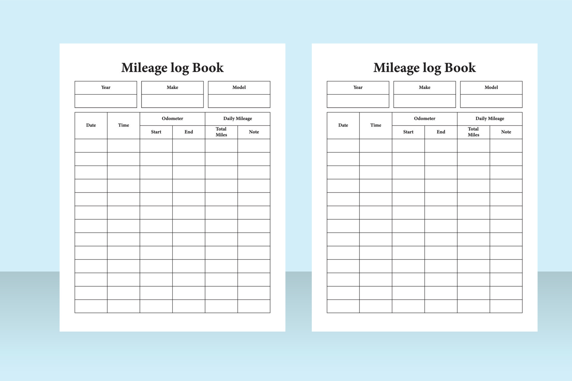 Mileage Tracker Notebook Interior Mileage Checklist Interior Template 
