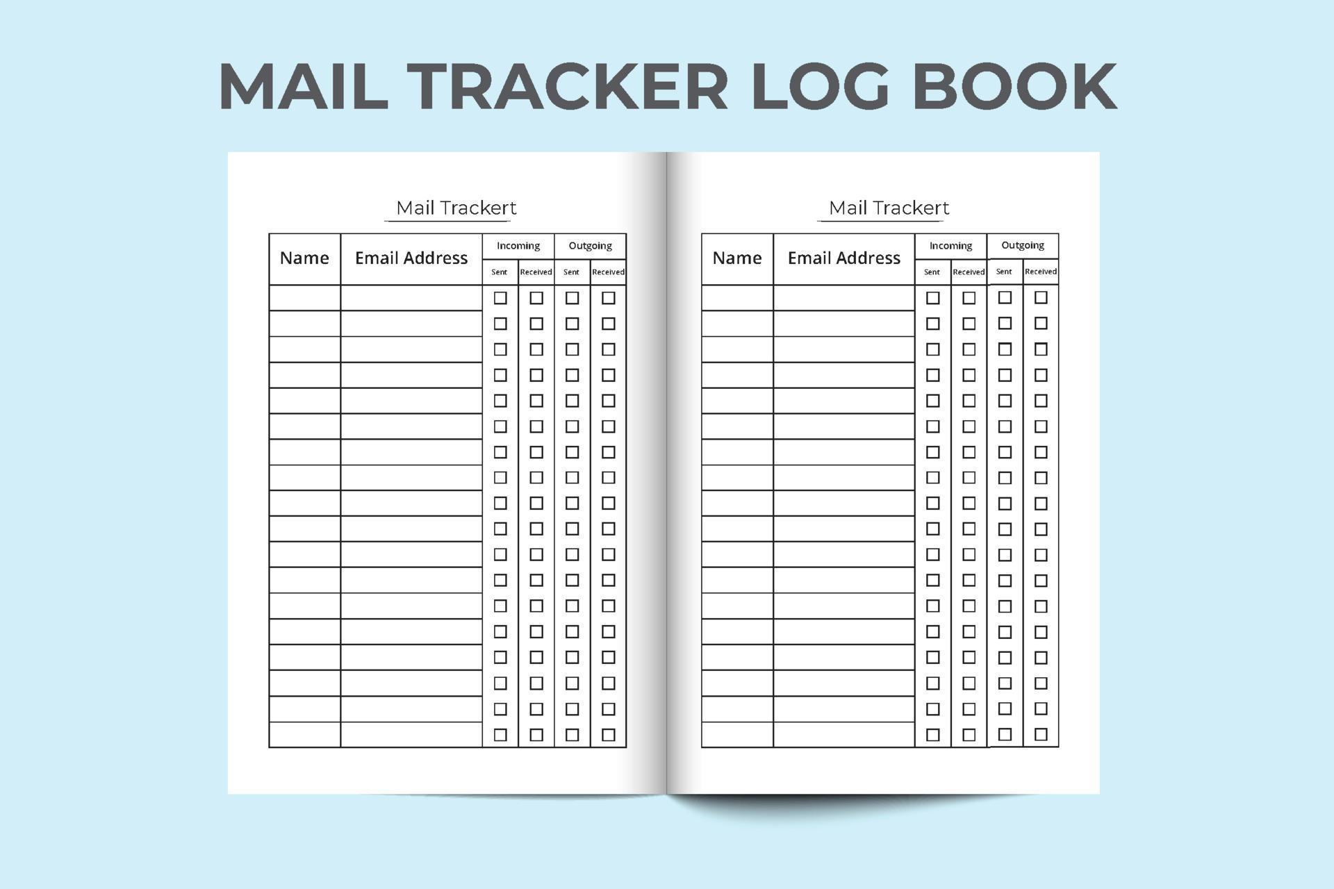 Mail checker log book interior Mail checklist notebook template Mail