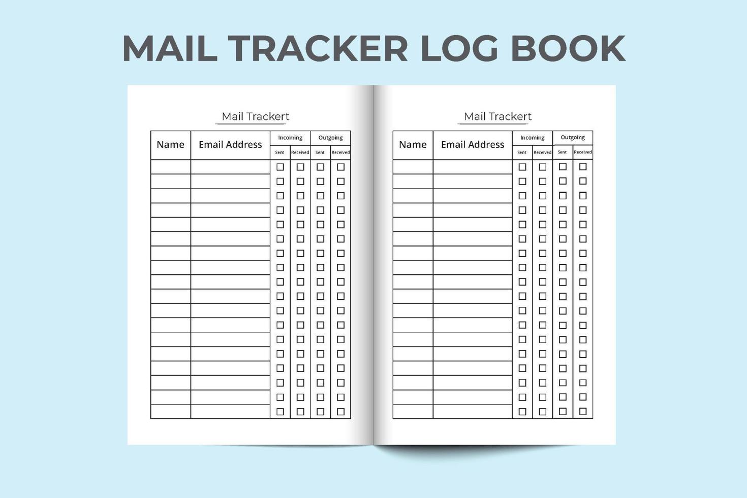 Mail checker log book interior Mail checklist notebook template Mail