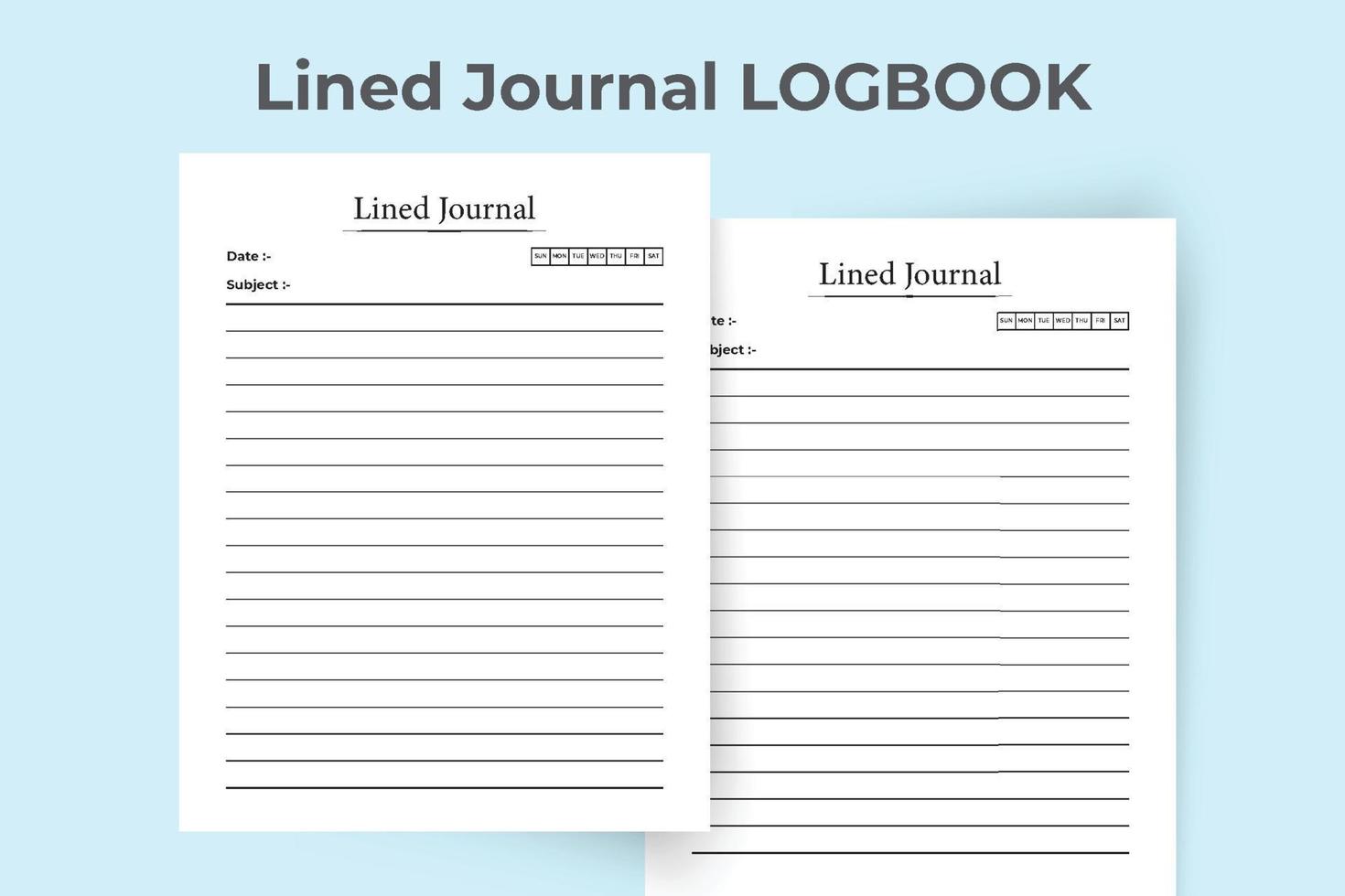 Lined journal log book. Lined journal work list journal template. Notebook interior. Lined journal template. Lined journal notebook. Work list planner template. vector