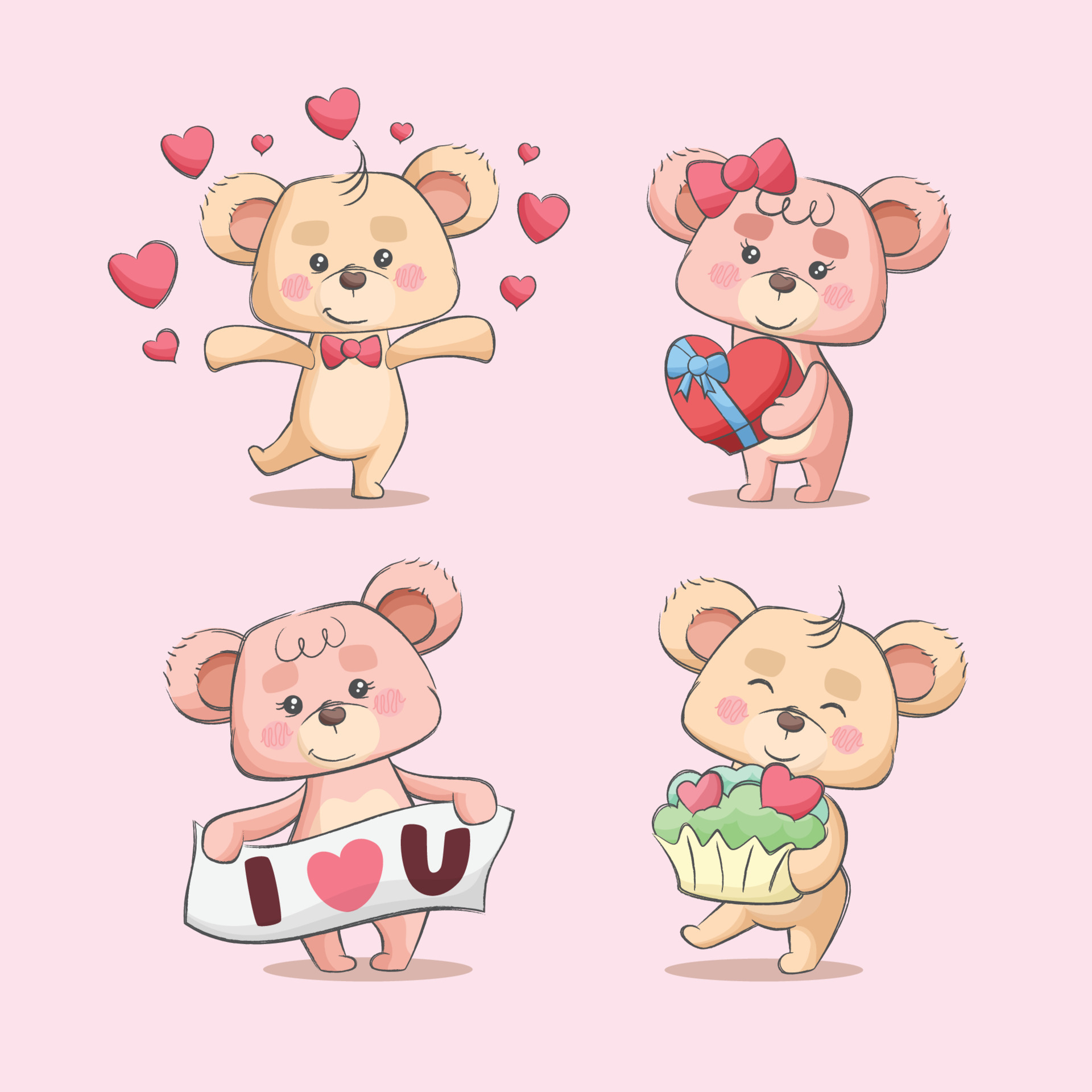 Valentine teddy bear love couple cartoon cute characters hand drawn illustration set 13319007 Vector Art at Vecteezy Valentine teddy bear love couple cartoon cute characters hand drawn illustration set 13319007 Vector Art at Vecteezy