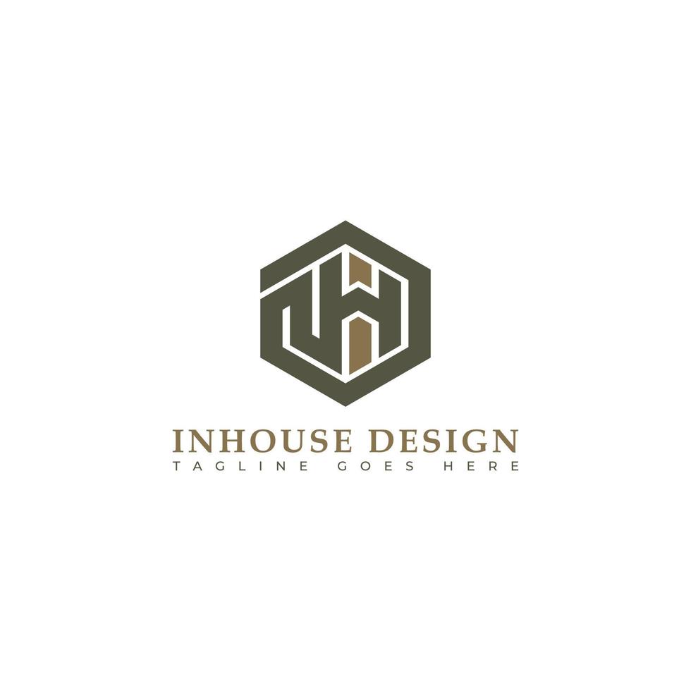 Abstract initial letter IH or HI logo in gold color isolated in white background applied for design-build firm logo also suitable for the brands or companies have initial name HI or IH. vector