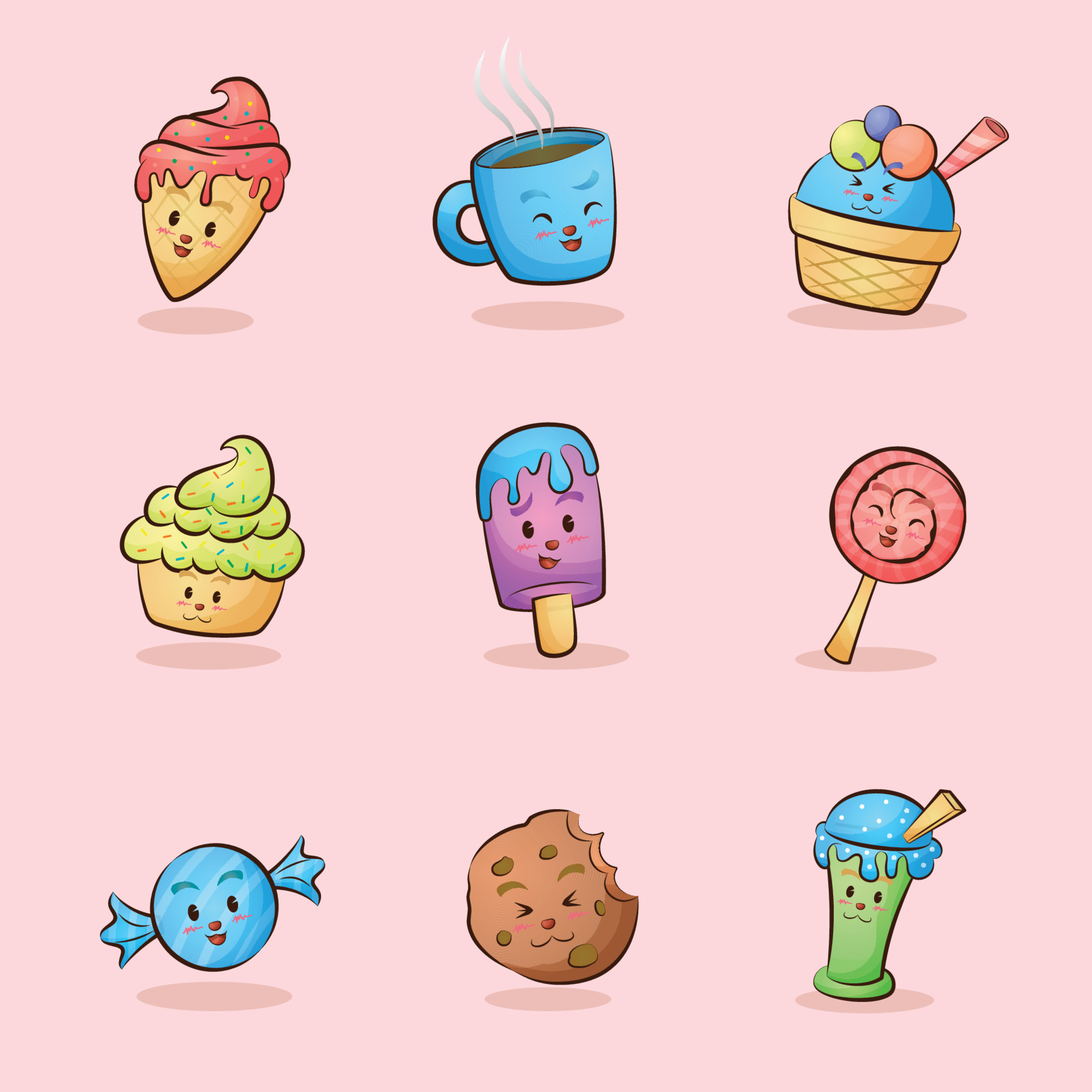 Cute cartoon snack food ice cream cookie cake candy beverage illustration set 13319043 Vector Art at Vecteezy Cute cartoon snack food ice cream cookie cake candy beverage illustration set 13319043 Vector Art at Vecteezy