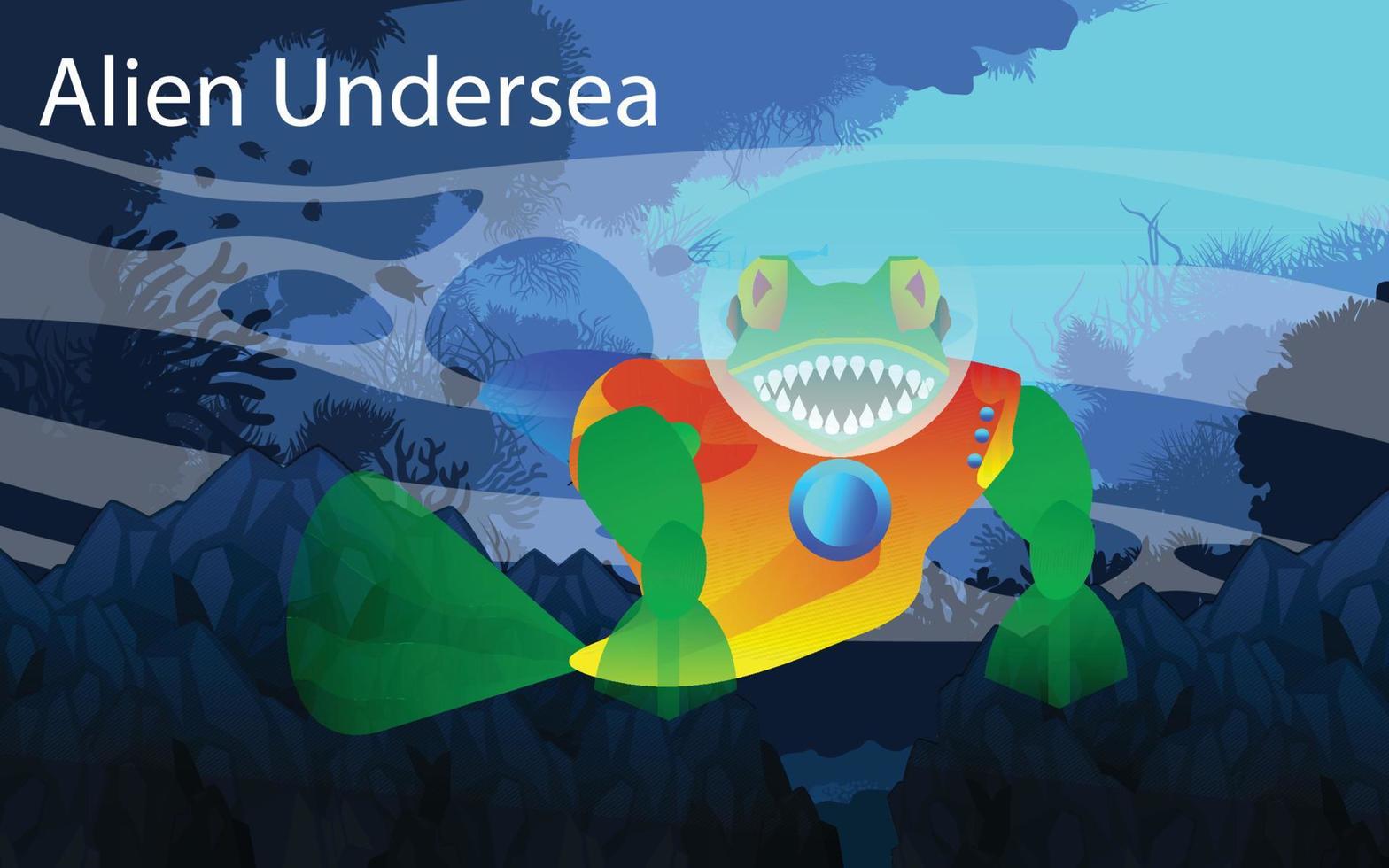 alien monster on the undersea nature vector art