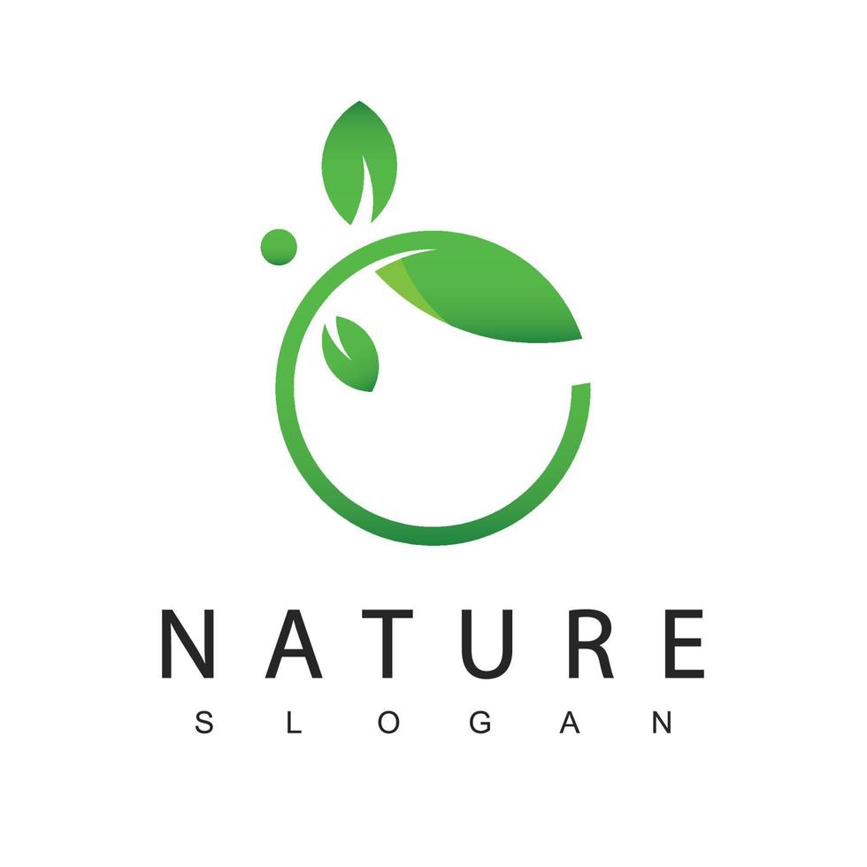 plantilla de diseño de logotipo de naturaleza con símbolo de hoja de círculo vector