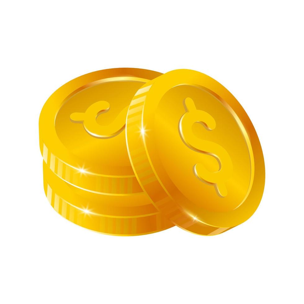 gold coin vector 3d illustration