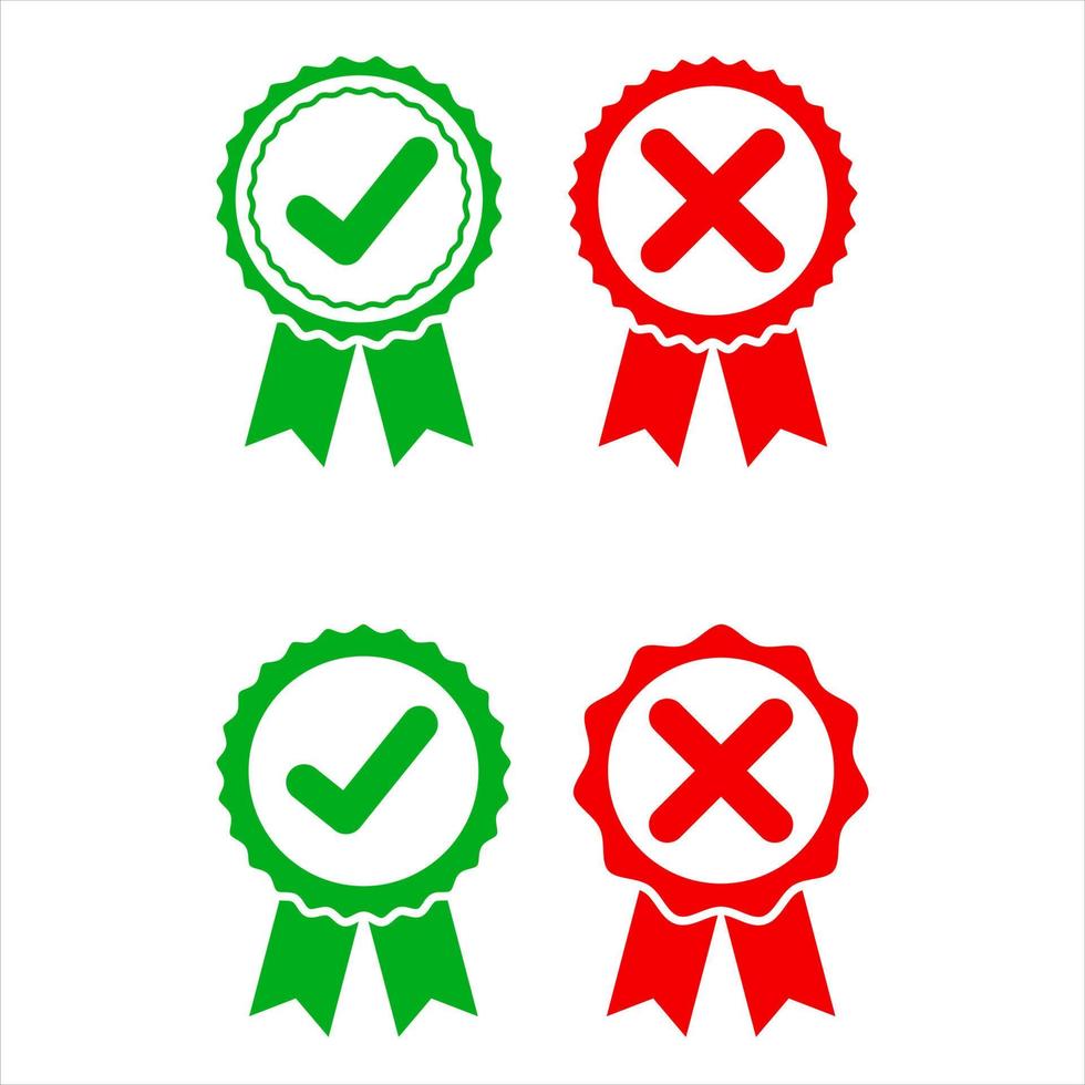 icono de marca de verificación verde y marca de cruz roja iconos oscuros simples vector