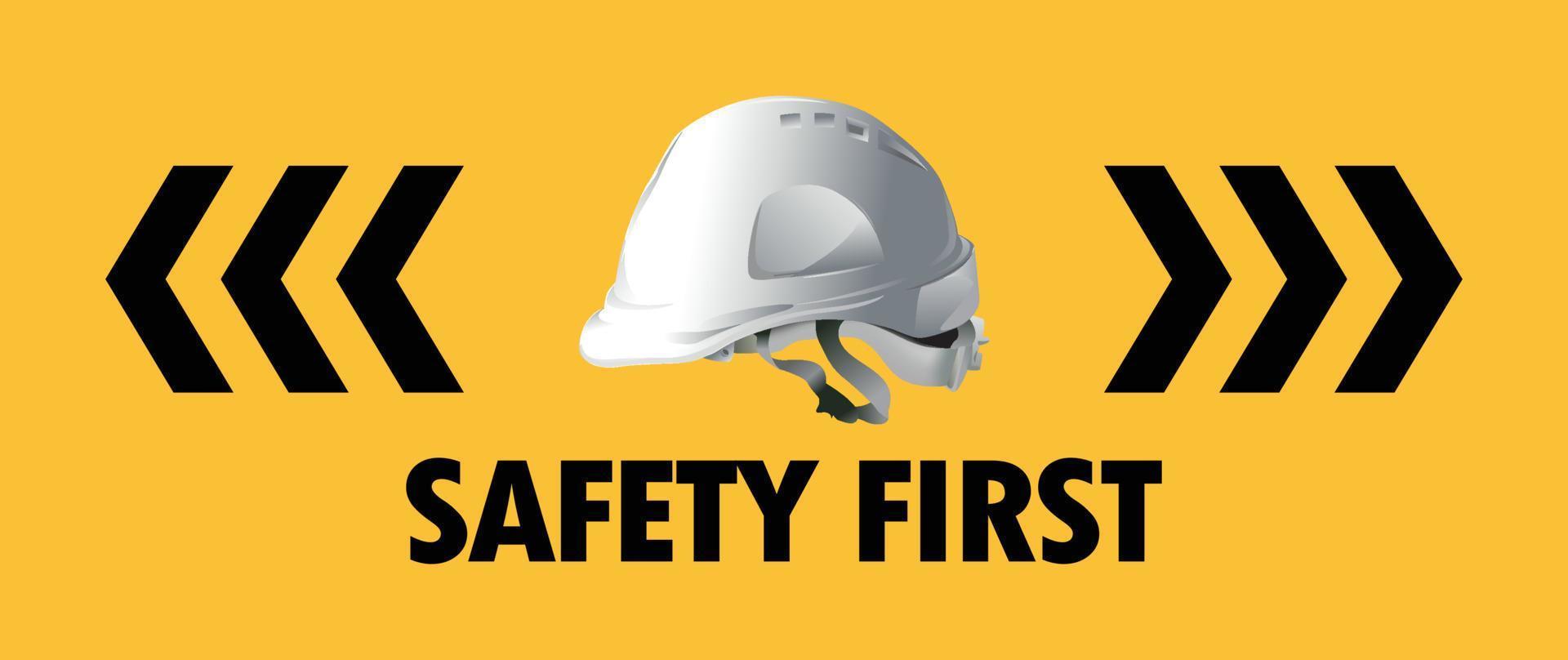 safety first, Engineer helmet on background, safety equipment, construction concept, vector design