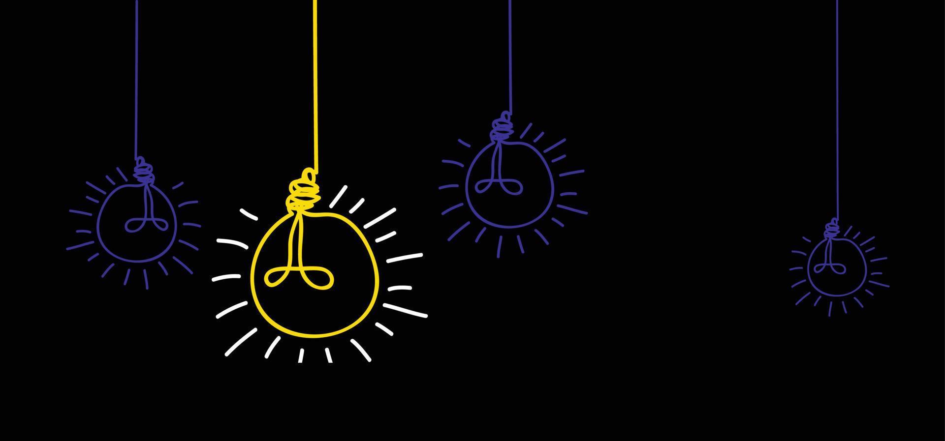 leadership, hanging light bulbs, success concept vector, vector illustration.