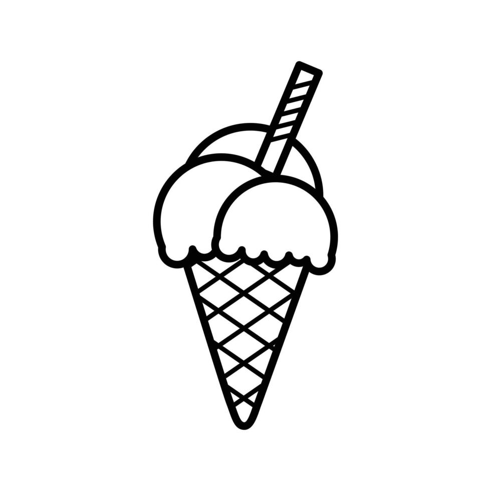 helado. iconos de contorno de helado. señal de helado. línea de icono de helado. ilustración de diseño de vector de helado. vector de icono de helado aislado sobre fondo blanco.