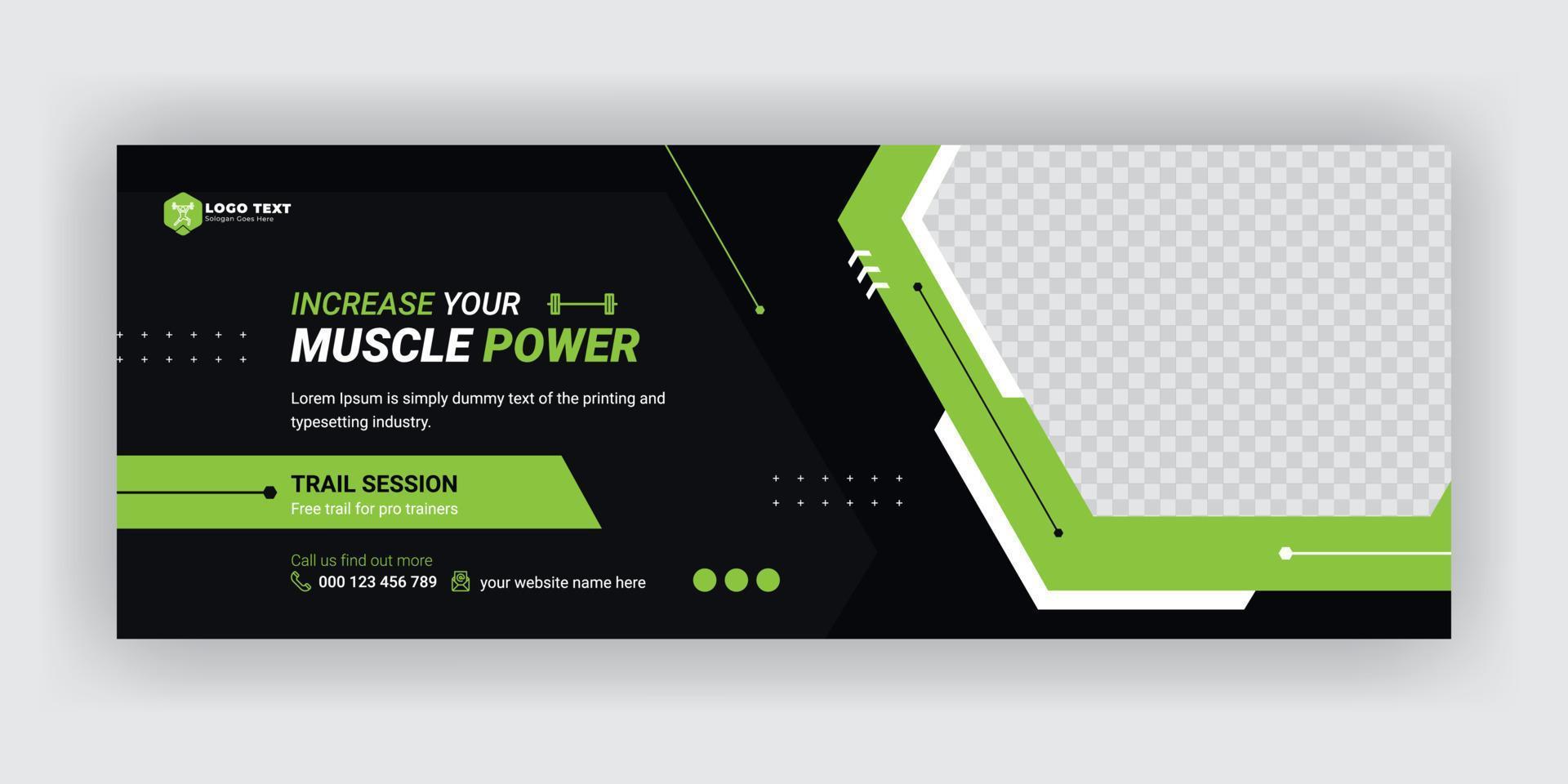 Fitness Gym Training Social Media Cover Banner Template vector