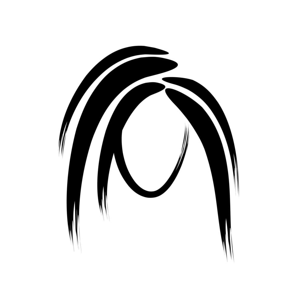 beautiful hairstyle, female face silhouette. girl avatar - brush vector illustration isolate. beauty salon icon