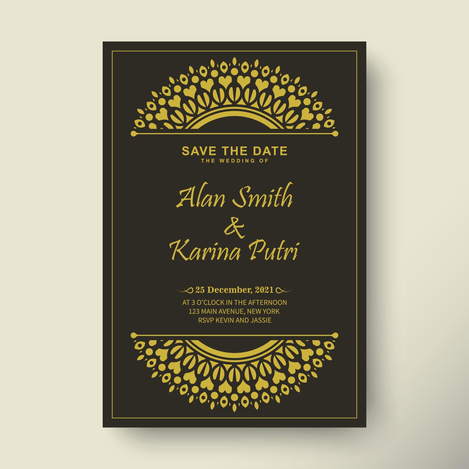 Elegant mandala wedding invitation card template design 13319412 Vector