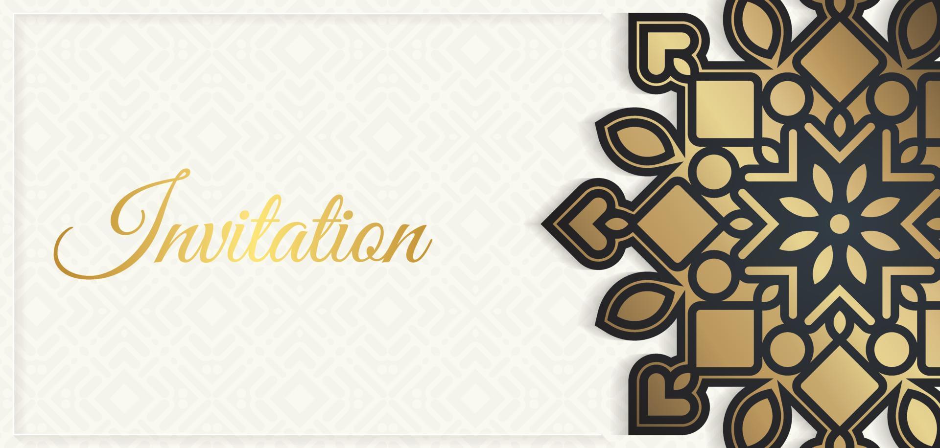 Elegant mandala wedding invitation card template design vector