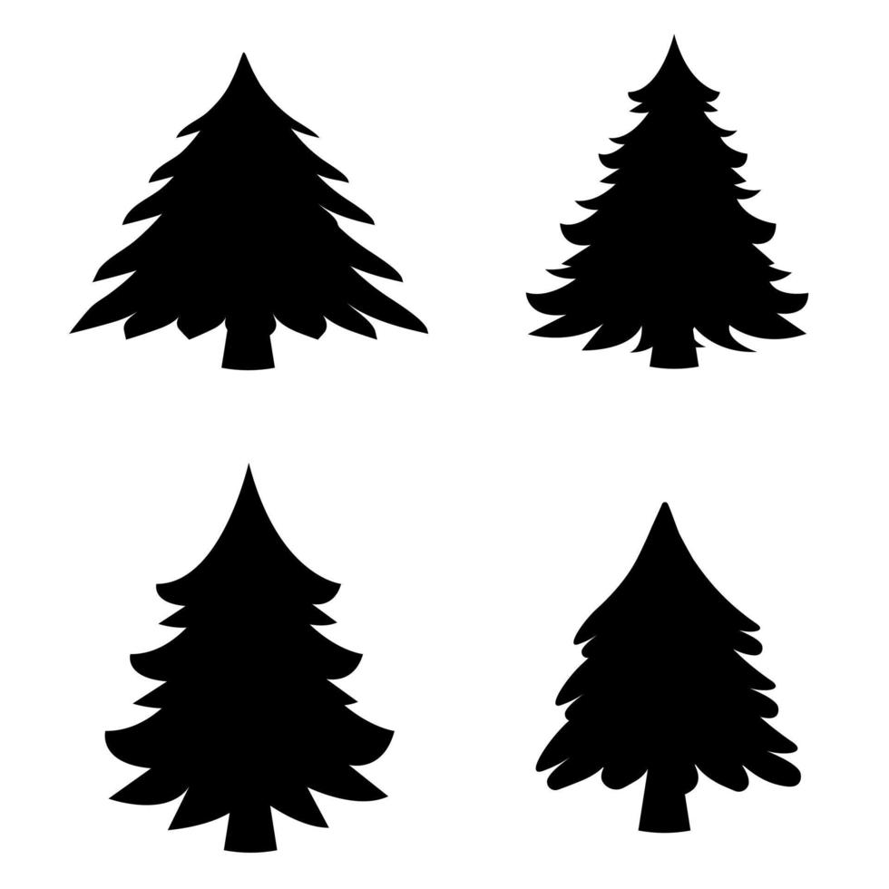 Silhouette Christmas trees set. Vector illustration