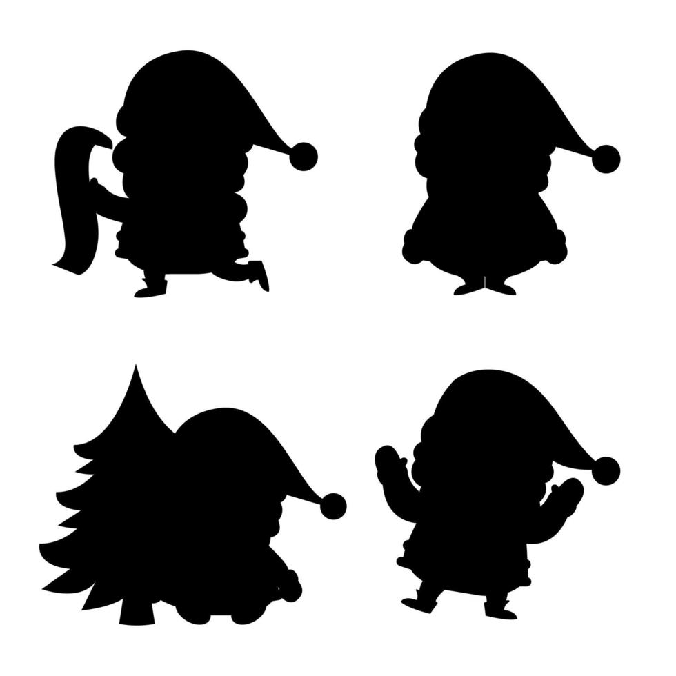 A collection of silhouettes of the character of Santa Claus. Christmas. vector