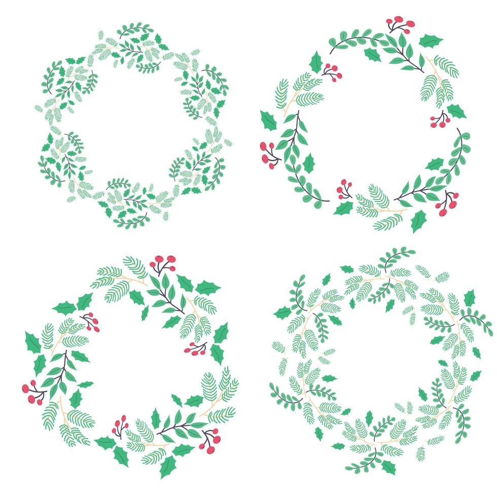 Set of Christmas wreaths, frames, borders vector