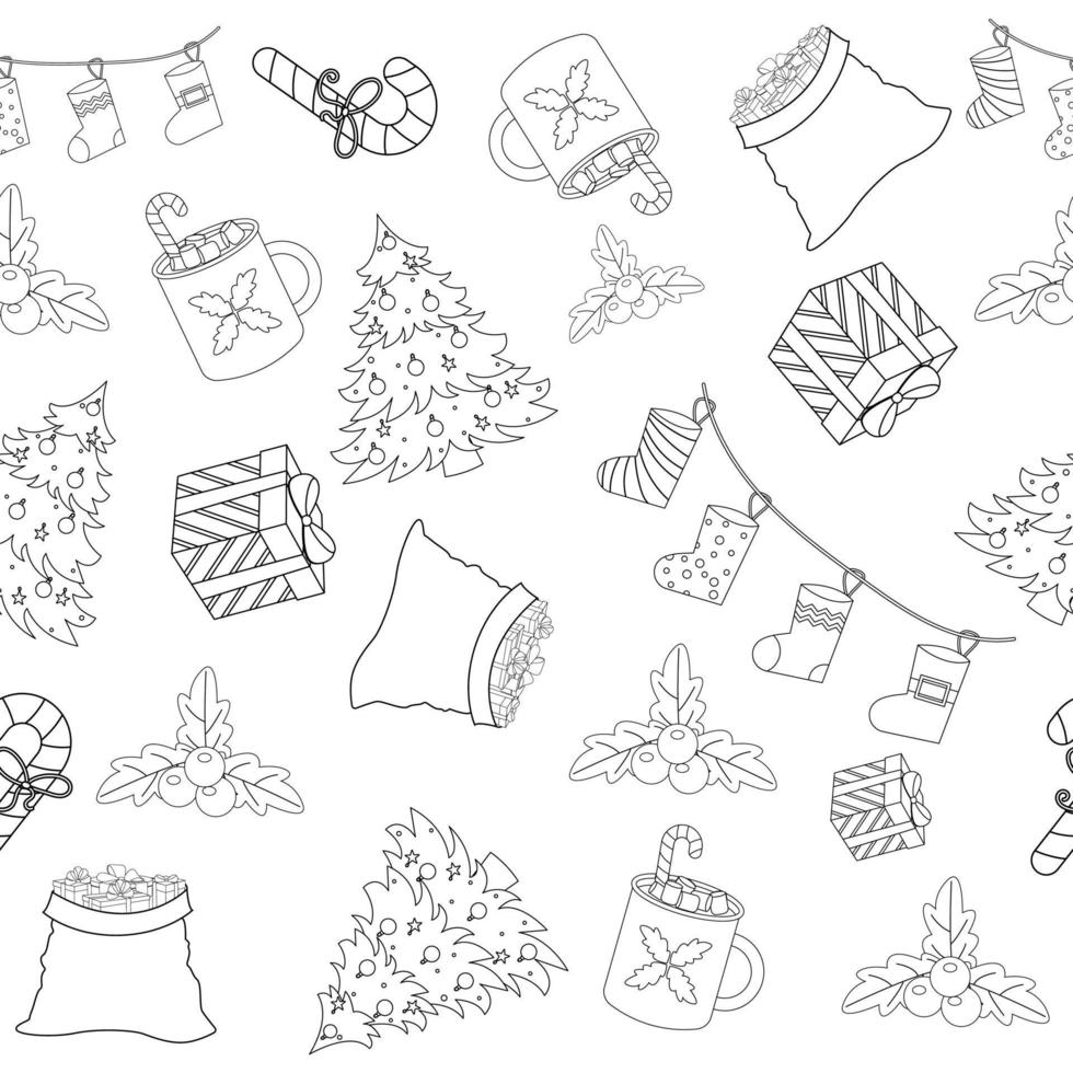 esquema de patrón de navidad sin costuras. ilustración vectorial vector