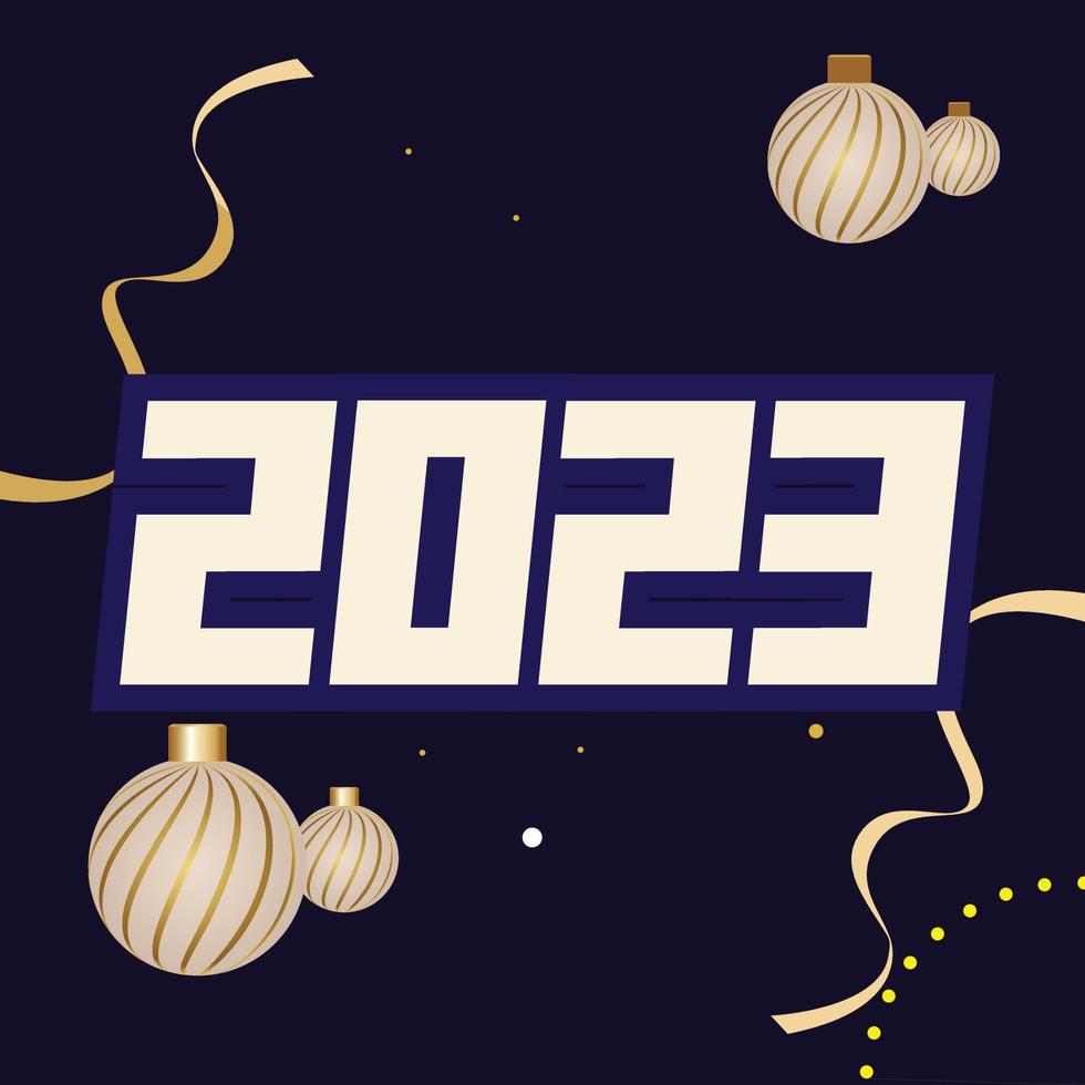 feliz año nuevo 2023. diseño de números para tarjetas de felicitación, haga que su momento de año nuevo sea más divertido. feliz año nuevo 2023 pancarta, afiche o plantilla de tarjeta. feliz año nuevo vector