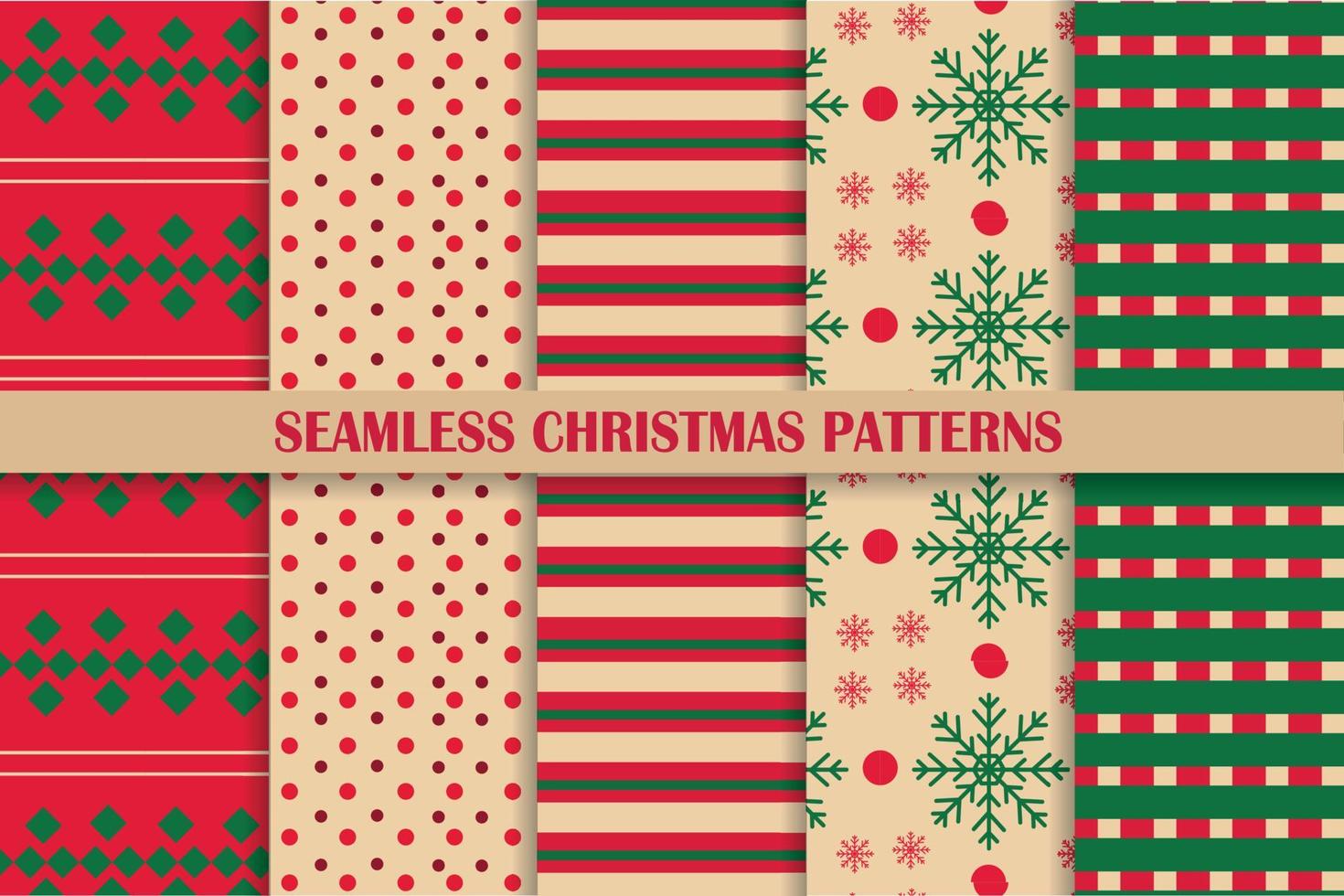 Seamless Christmas patterns. Snowflake, rhombus, plaid. vector