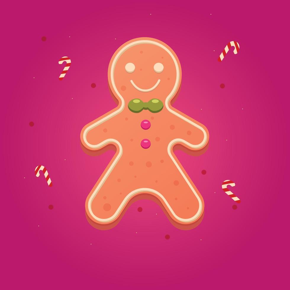 hombre de pan de jengibre Feliz navidad y próspero año nuevo. vector