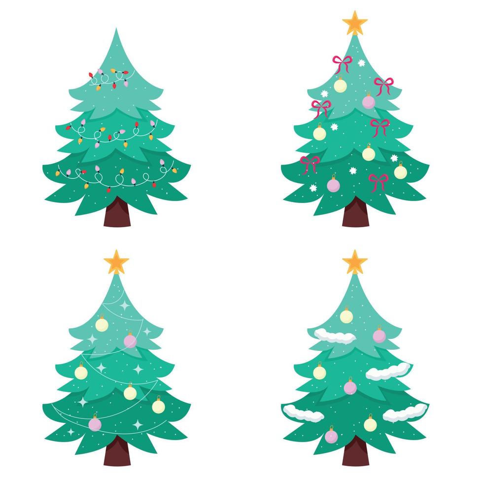 conjunto de diferentes árboles de navidad de vacaciones. ilustración vectorial vector