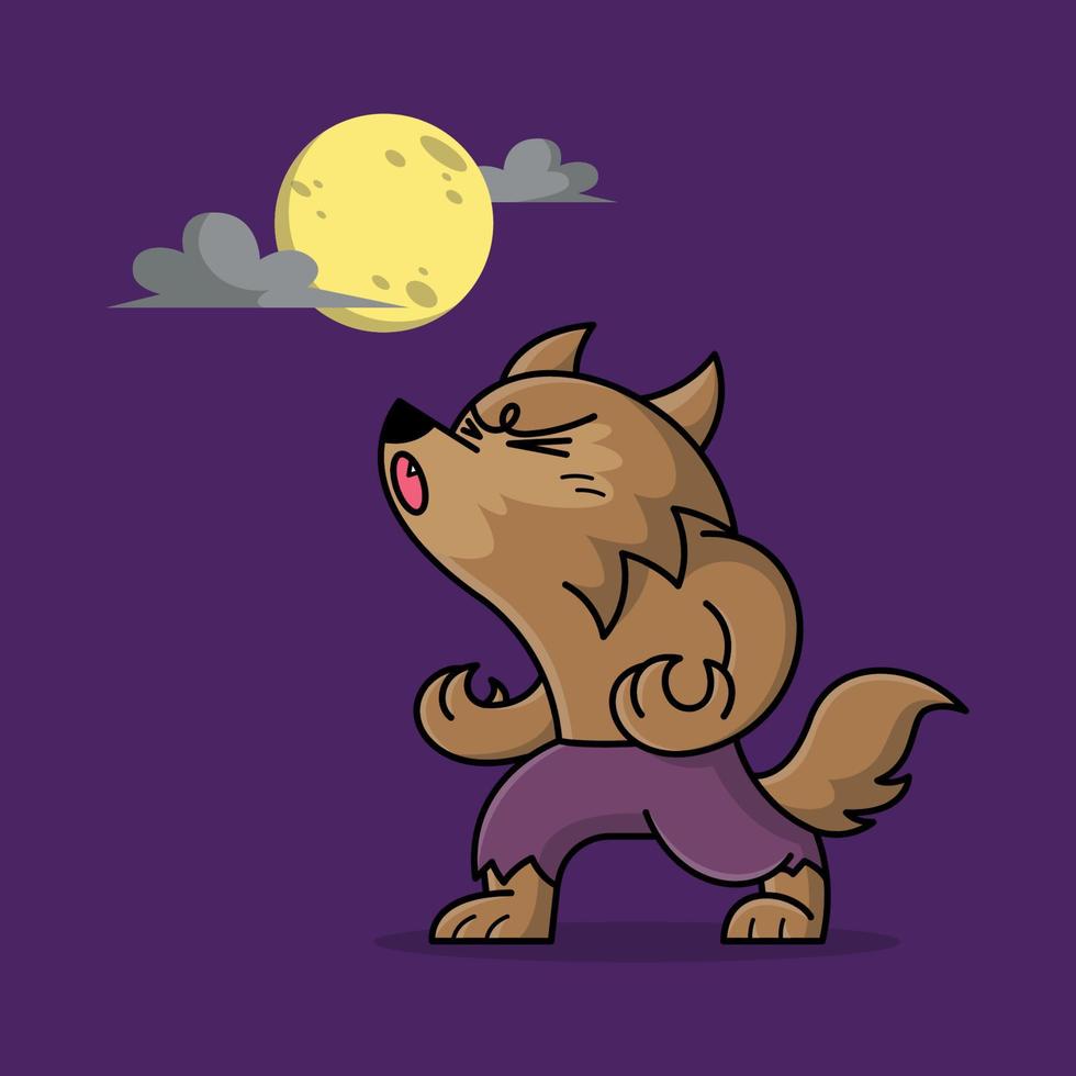 WEREWOLF IS HOWLING UNDER A FULL MOON vector