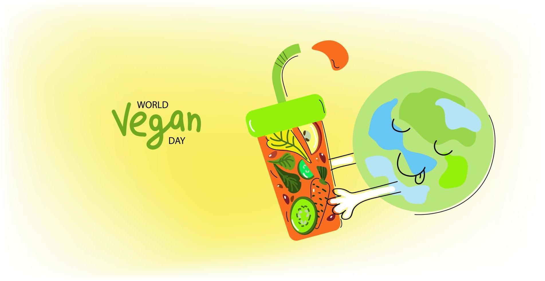 Vector banner of World Vegetarian Day.healthy food concert