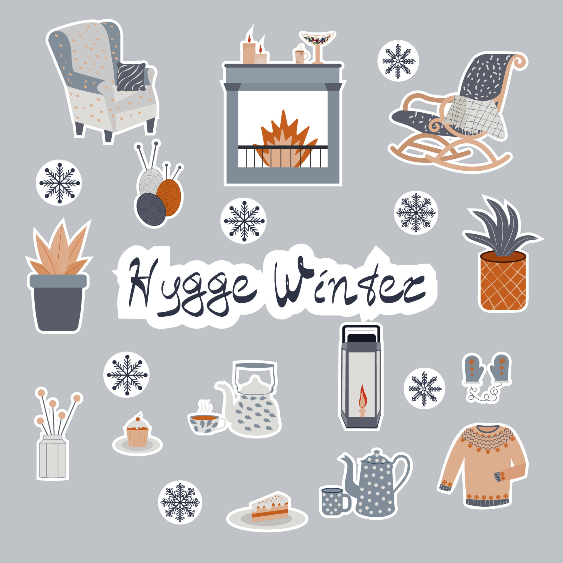 Hygge sticker set 13319708 Vector Art at Vecteezy