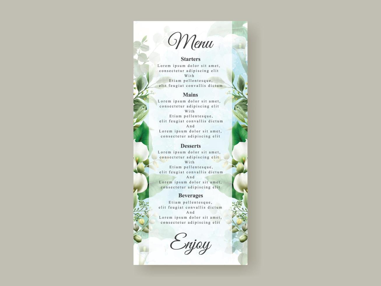 wedding invitation card with greenery floral vector