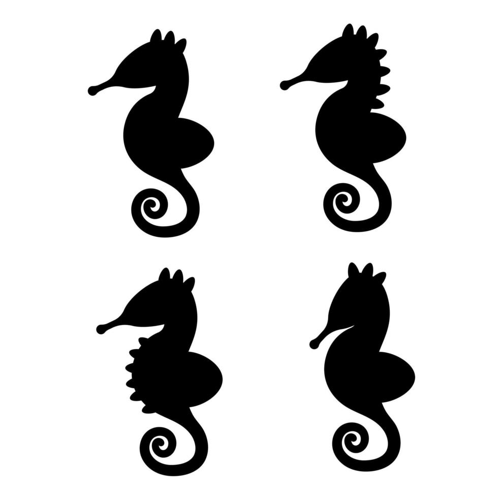 Seahorse in silhouette style. Vector illustration