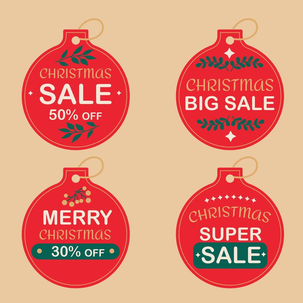 Christmas sale labels in the shape of a Christmas tree ball. Big sale. vector