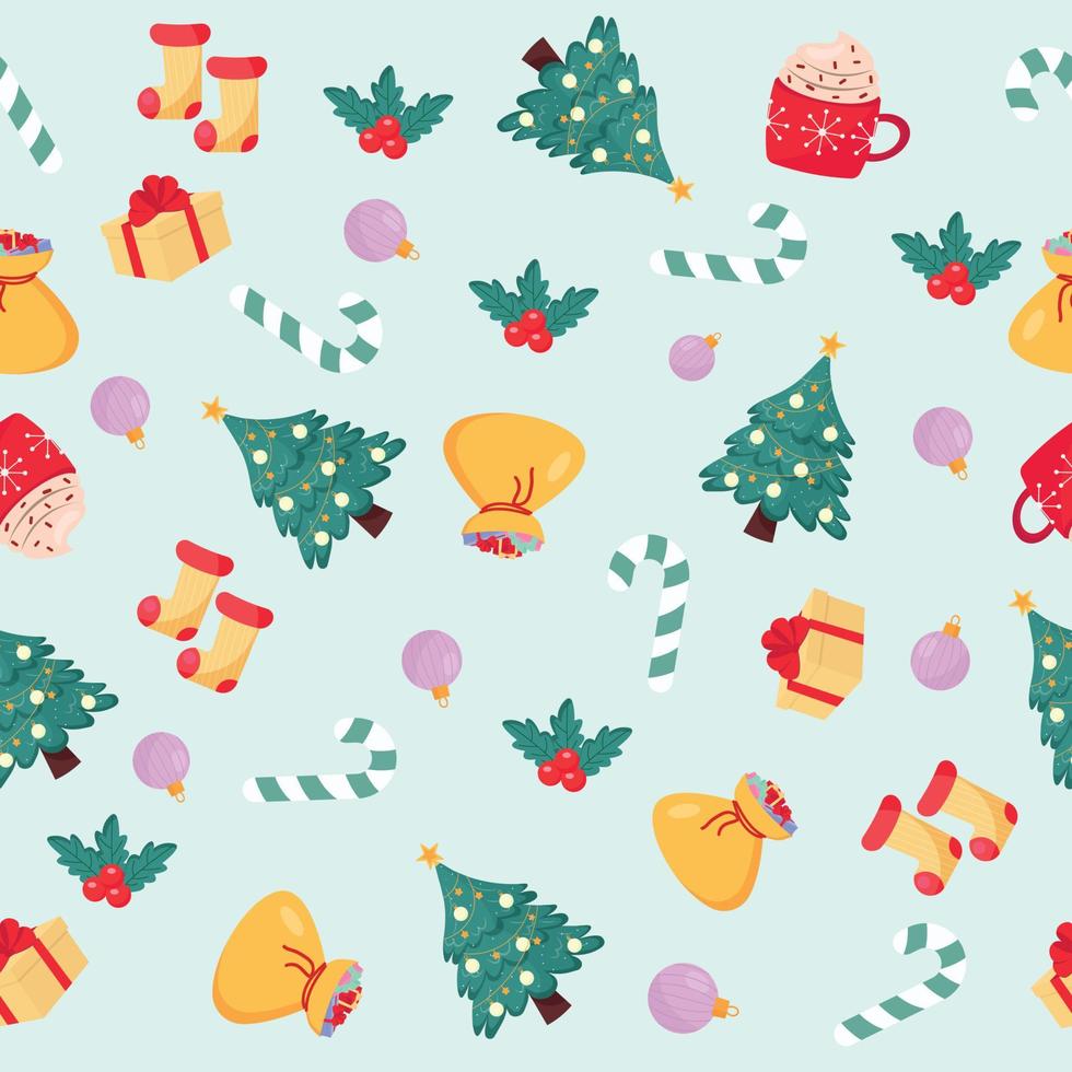 Seamless Christmas pattern with gifts. Vector illustration