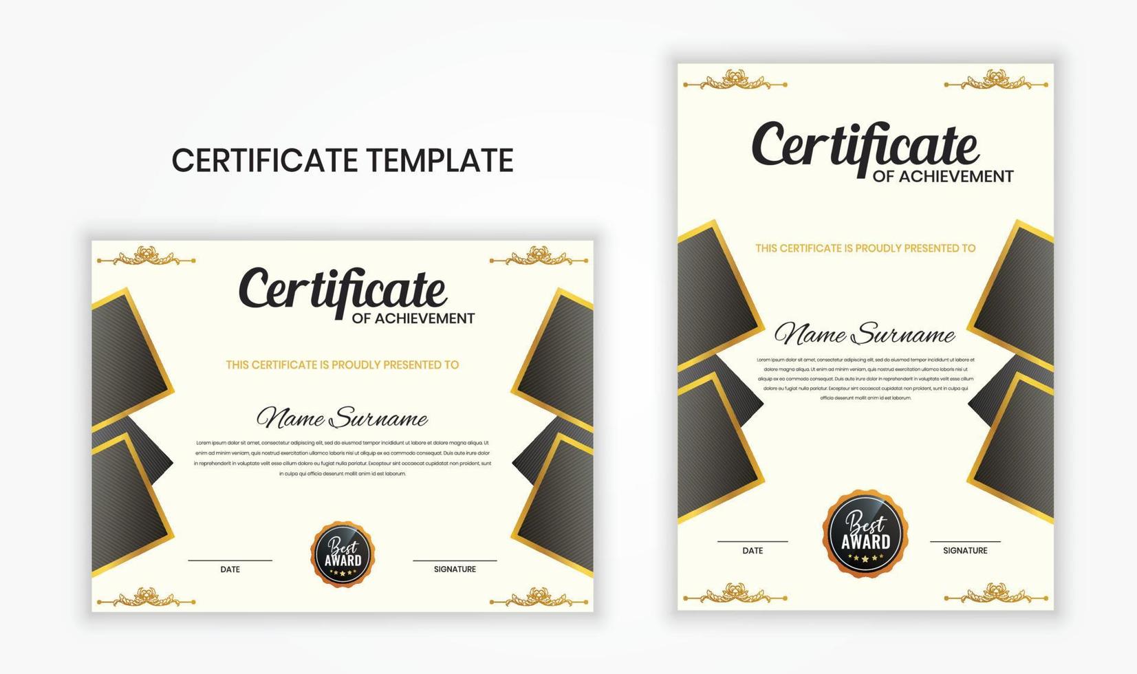 Abstract modern certificate of achievement template design. vector
