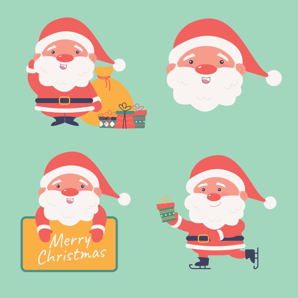 Character set Santa Claus. Christmas. Vector illustrationCharacter set Santa Claus. Christmas. Vector illustration