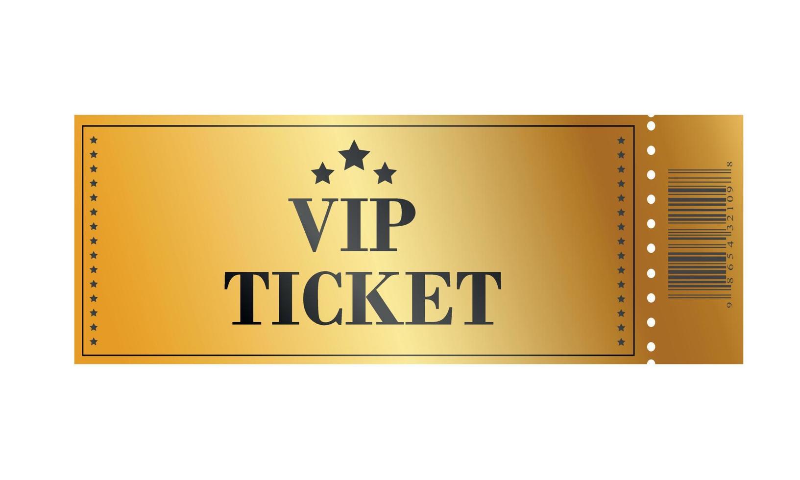 Golden yellow vip ticket. Vector illustration