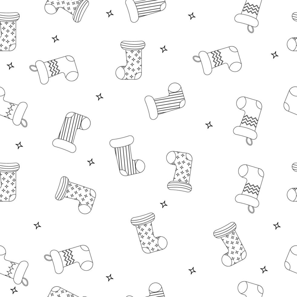 Christmas sock pattern outline. Vector illustration