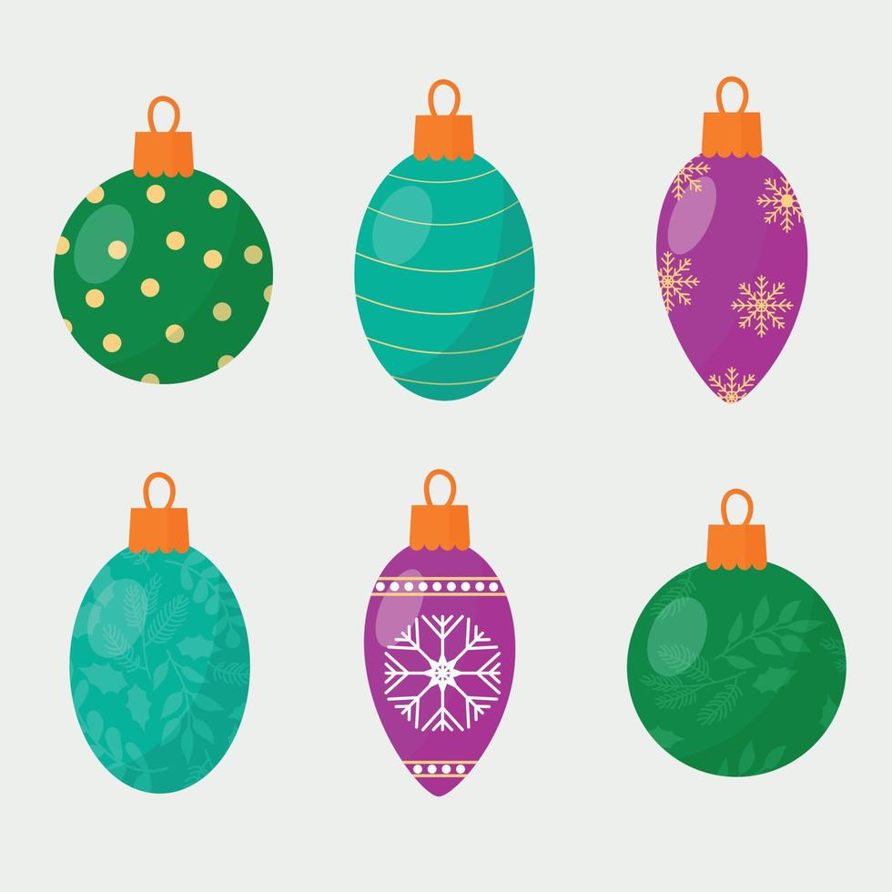 Set of Christmas balls with a pattern. Vector illustration