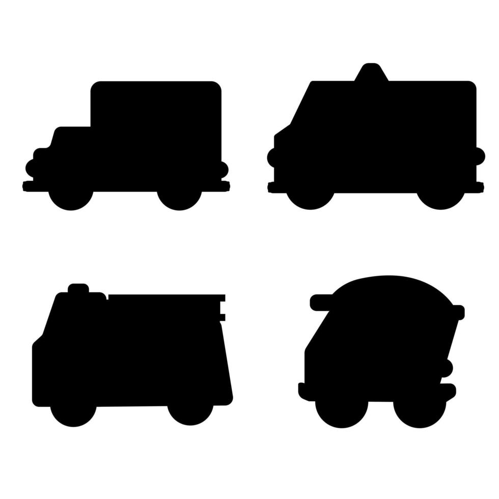 A set of silhouette children's toy cars vector