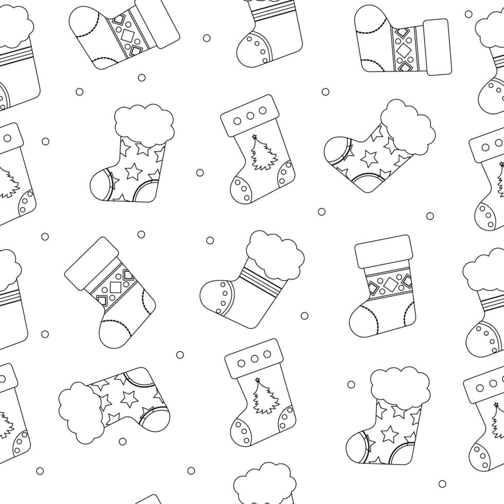 Christmas sock pattern outline, holiday. Vector